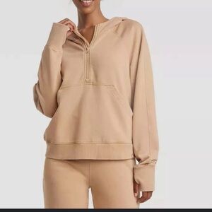 Joy lab target joylab Tan Half-Zip Hoodie sweatshirt